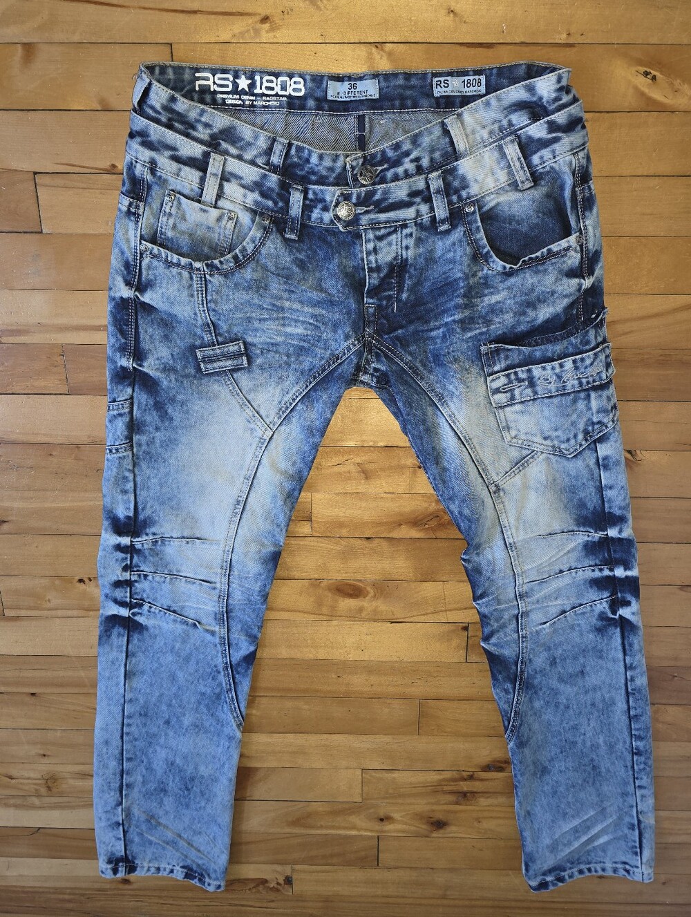 Ragstar By Marchisio Men’s  Washed Blue Cargo Jeans Sz 36